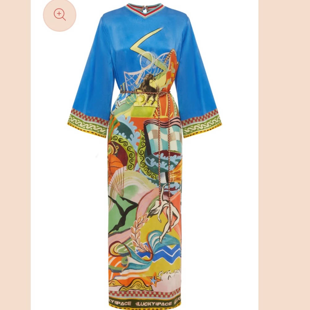 Alemais Blue and Multicolor Artistic Long Sleeve Dress